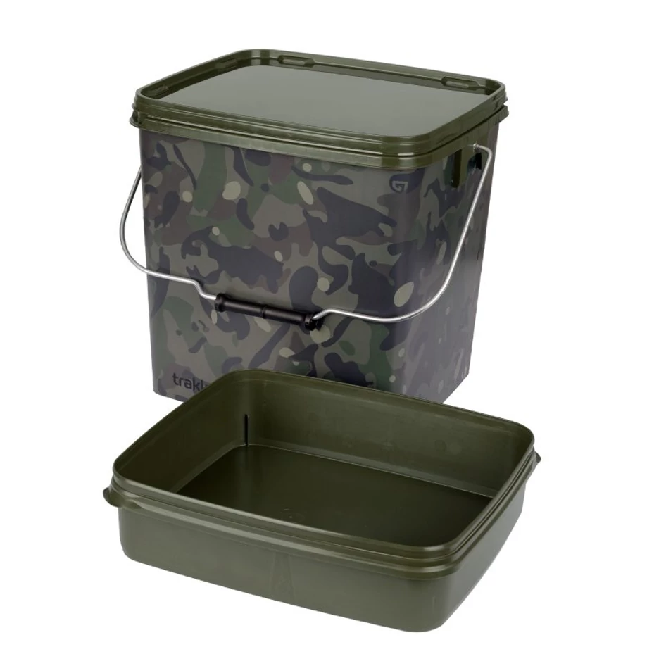 Trakker Camo Square Container inc. Tray vödör kivehető tálcával 13 L