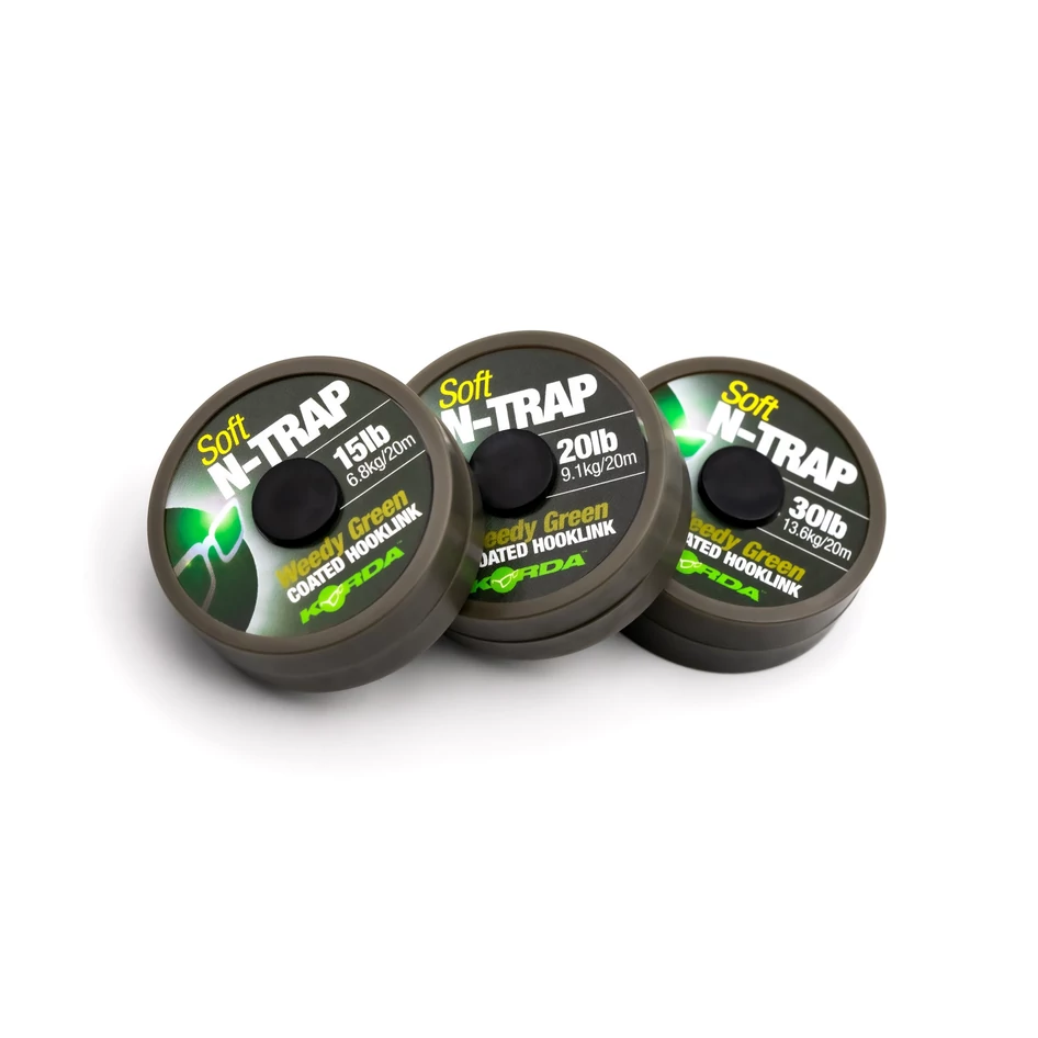 Korda N-Trap Soft Hooklink bevonatos előkezsinór 20 lb Weedy Green